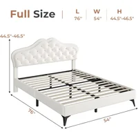 Full Size Bed Frame with LED Adjustable Headboard with Crystal Button Platform Bed for Girls Bed Frame Solid Wood Slats Support 2