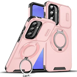 360° Rotating Magnetic Bracket Camera Protection Phone Case - Galaxy A37 (Pink)
