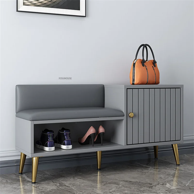 Modern Minimalist White Shoe Changing Stools Living Room Furniture