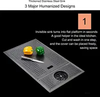 Bar Sinks Nano Black Hidden  Single Groove Multifunctional Kitchen Invisible Sink Small Cup Washing Sink 2