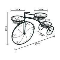3-Tier Bicycle Shape Plant Stand Shelf Flower Holder Rack Garden Home Patio Decor Metal Wrought Iron Tricycle Planter 2