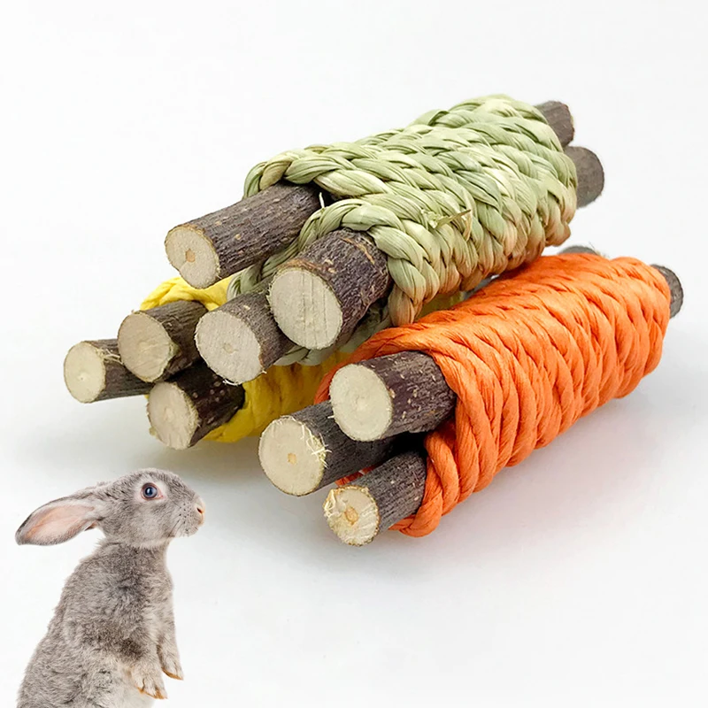 Pet Chew Toys 3 Pieces Rabbit Toy Hamster Chew Toys Set Molar Teeth Care for Pet Rat Guinea Pigs Wooden Branch pet chew toys,pet toys,pet teeth grinding toy,hamster toy