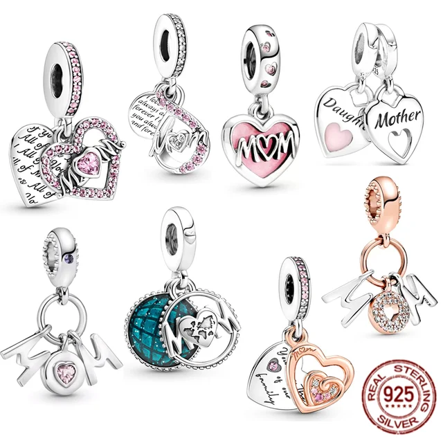 925 Sterling Silver Mom Letters Heart Double Dangle Charm Bead Fit Original  Pandora Bracelet Fashion Jewelry Gift For Women AliExpress Mobile