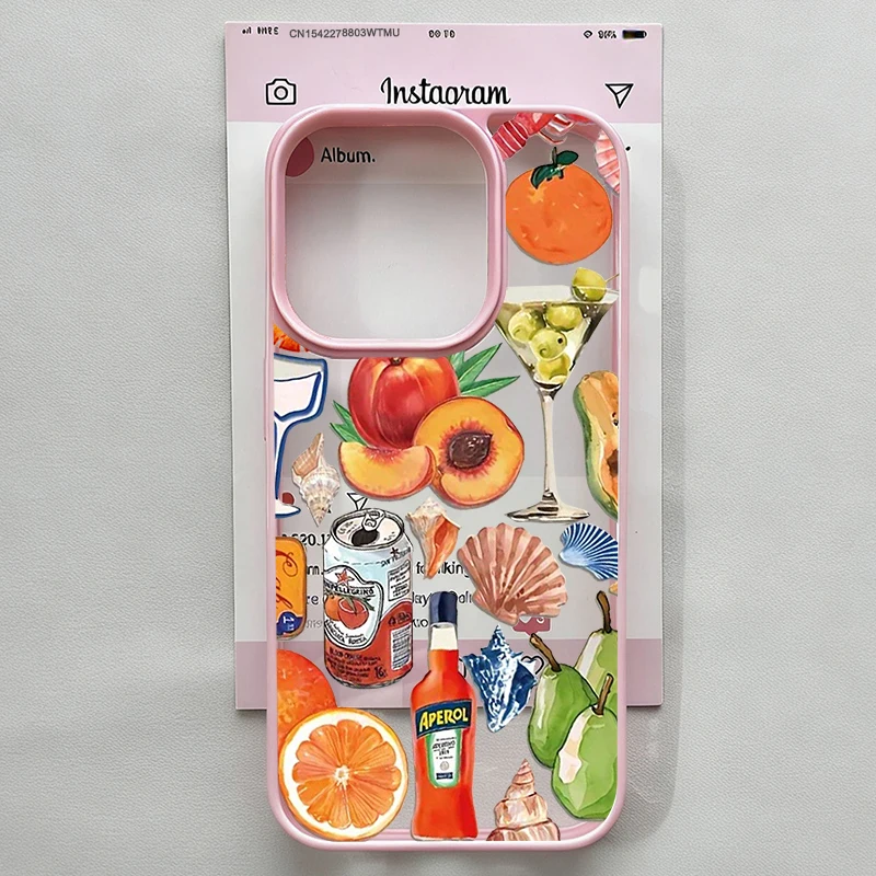 Seaside Scenery Fruit Wine Lemon Clear Phone Case – Stylish and Durable Hard Cover Shell