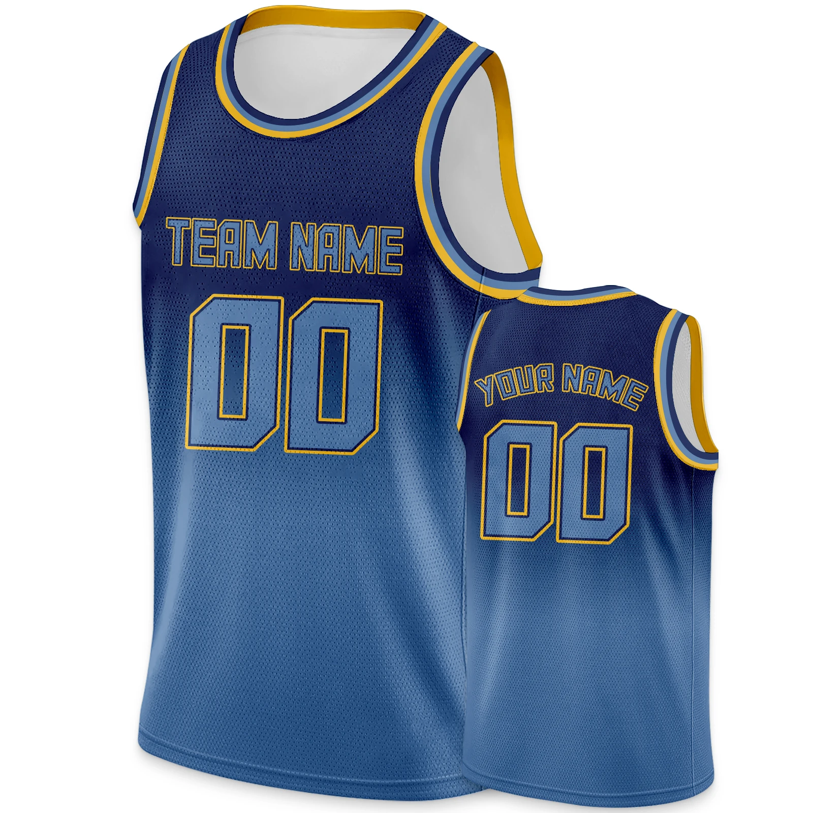 Blue Gradient Basketball Jersey Print Team Name Number Customize Your Basketball Uniform for Men Women Youth Kids