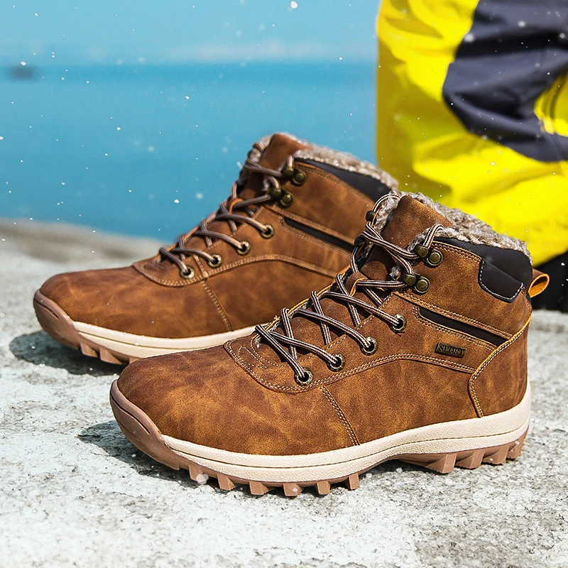 

Couple's casual snow boots winter new warm plush men and women's plus size outdoor work boots fashion anti slip cotton shoes