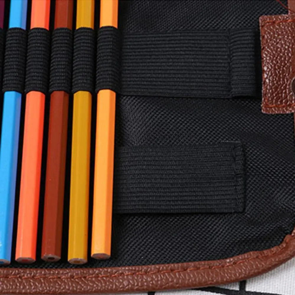 1PC 24 holes Retro Canvas Artists Pencil Case roll up brush pen pouch for  artist students Makeup office school bag