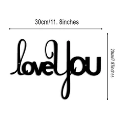 LOVE YOU Metal Wall Art - Minimalist Decorative Hanging Sign (Black)