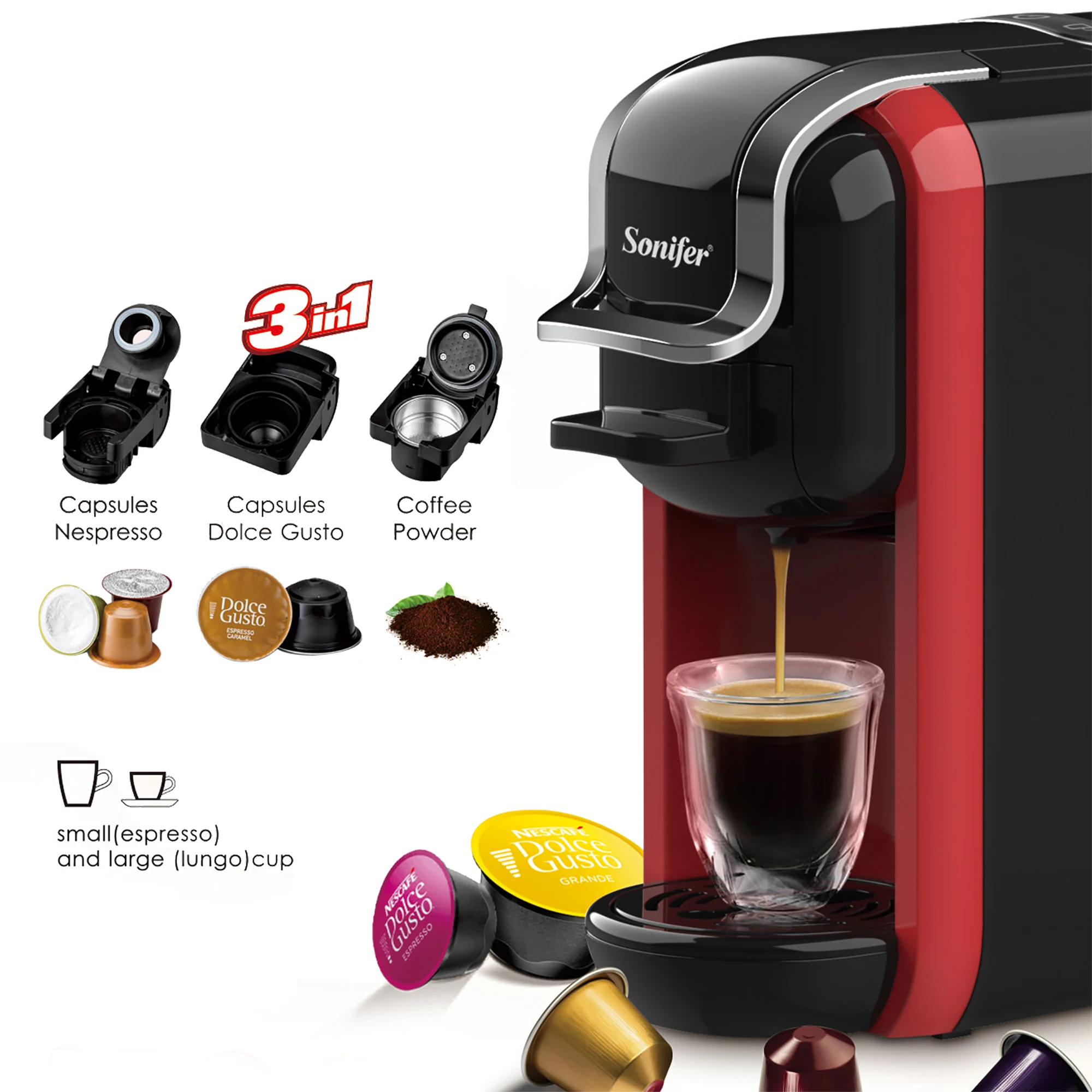 Macchina Da Caffè Portatile 3-in-1 Ricaricabile Con Display Digitale Serbatoio 80 Ml Compatibile Con Capsule E Caffe Macinato Infusione Calda E Fredda 2500 Mah Espresso Da Viaggio