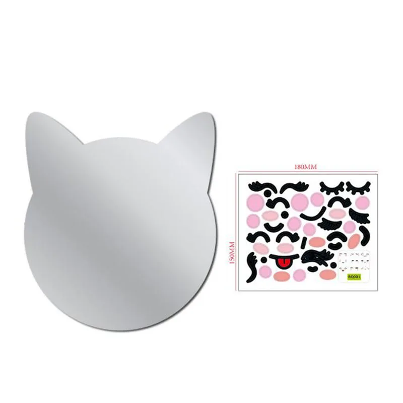 Nordic Style Acrylic Mirror Sticker DIY Self Adhesive Cat Head Wall Sticker for Children Bedroom Decoration Mural Art Home Decal