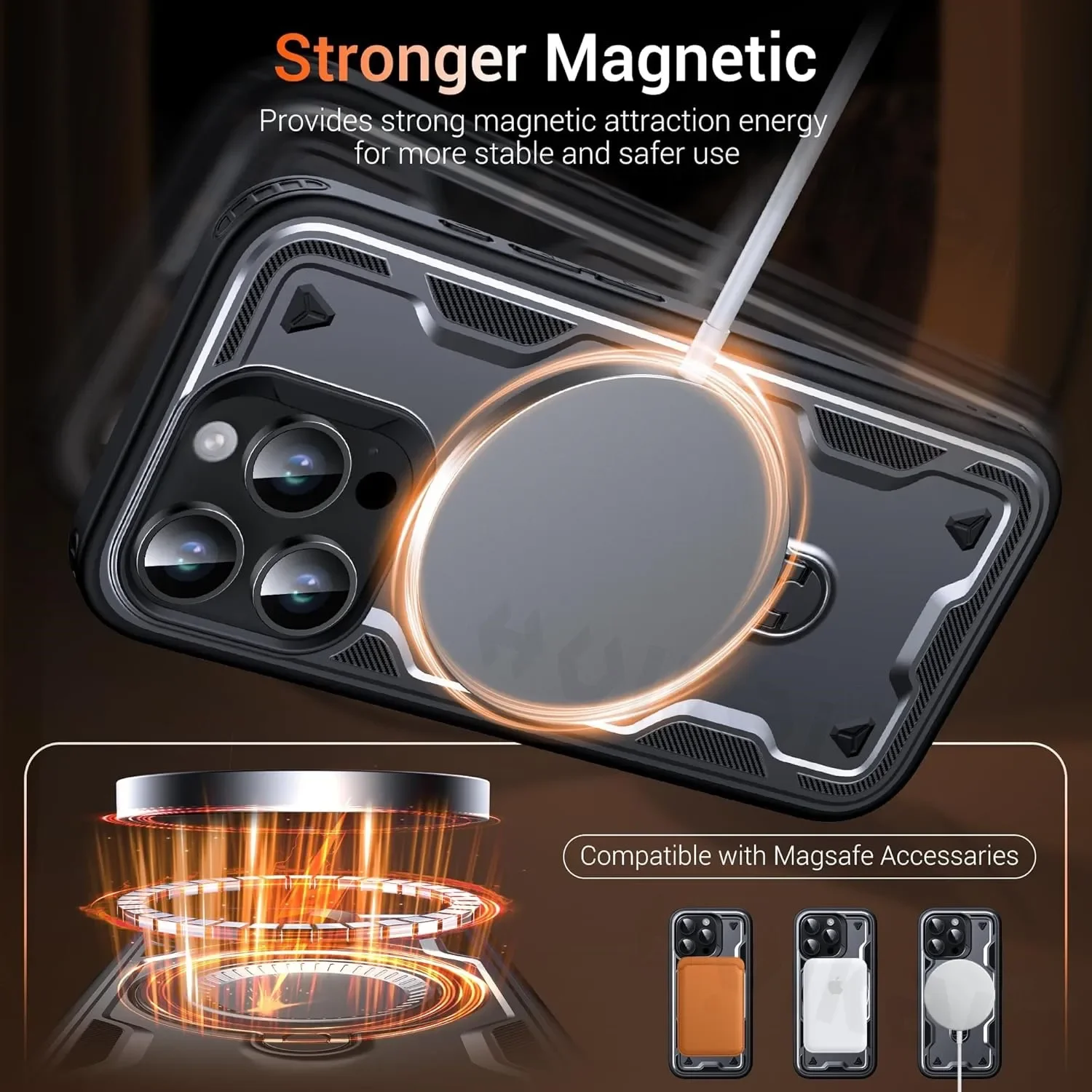 Magnetic Rotatable Stand Protection Case with Kickstand Cover and MagSafe Upgrade