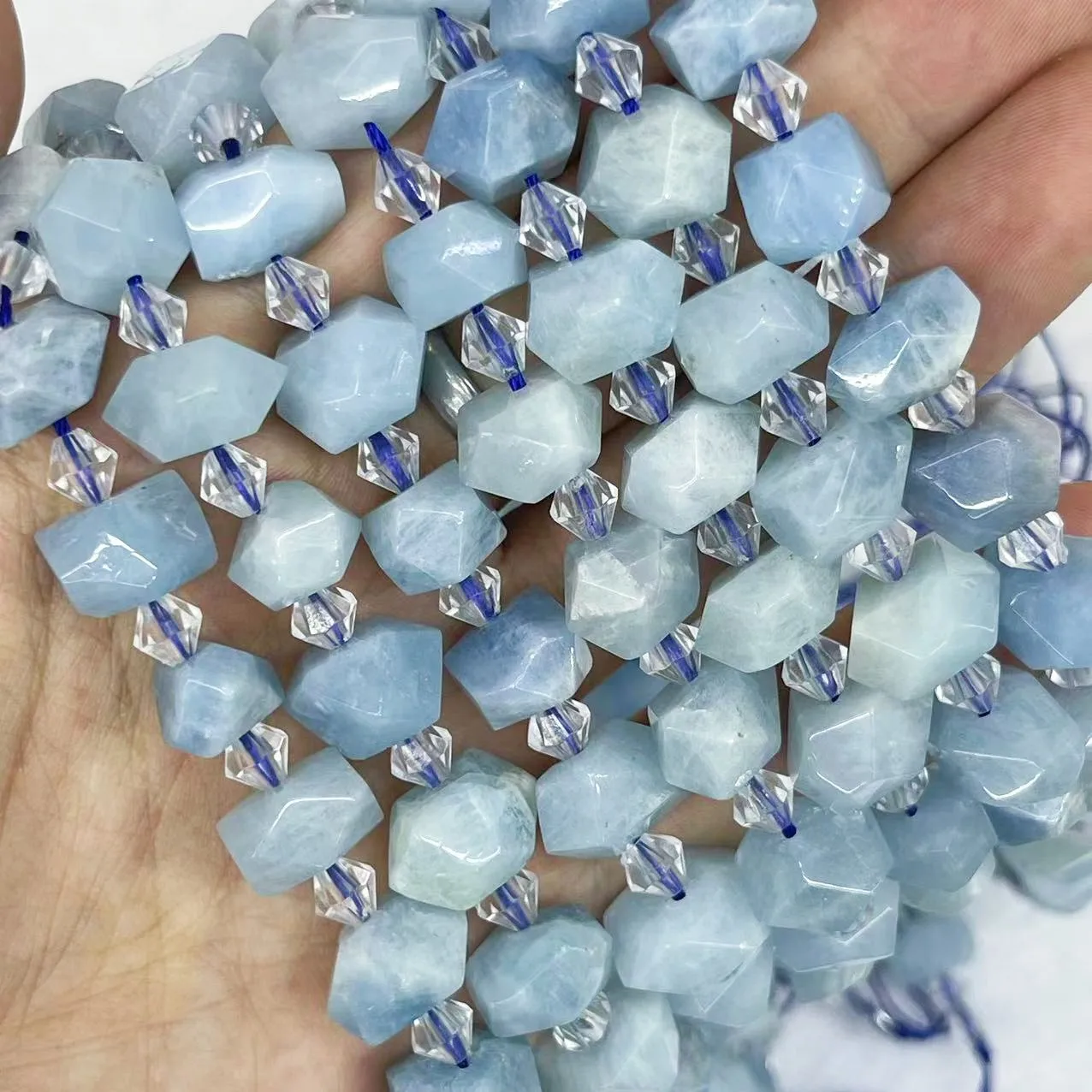 Noble Irregular Natural Aquamarine Beads Stone Top Grade Blue Loose Faceted Aeroides Smooth Spodumene Gem For DIY Jewelry Making