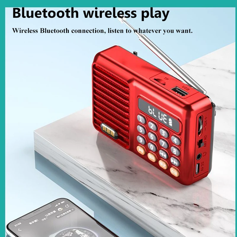 Mini Portable FM Radio LED Display Digital Radios Hifi Sound Bluetooth Speaker Wireless MP3 Music Player Support TF Card U Disk