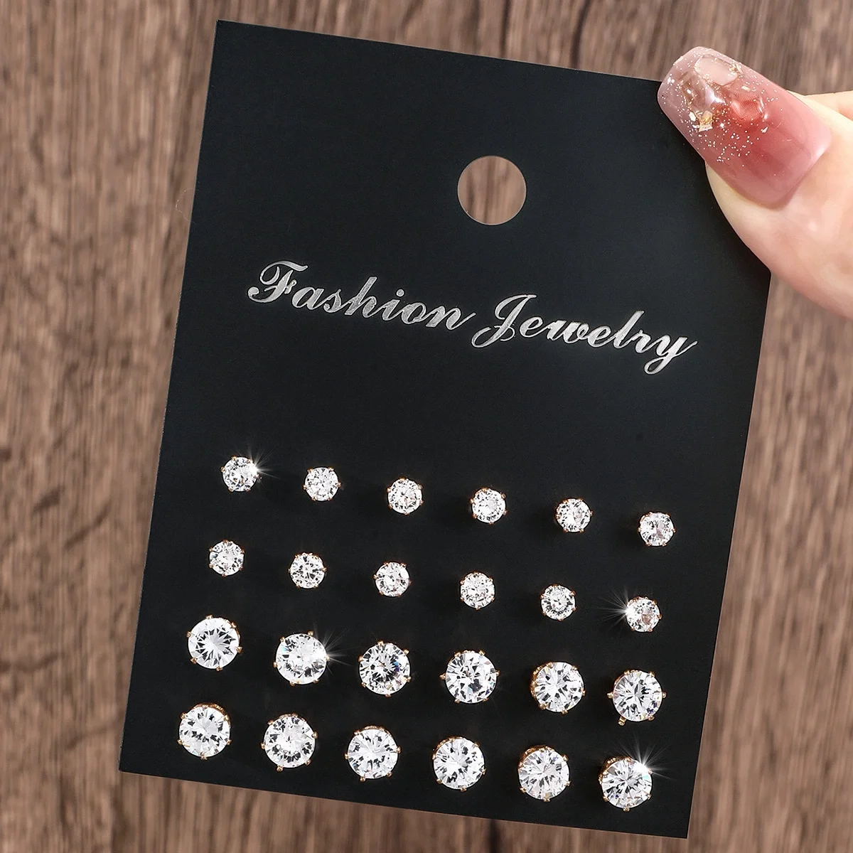Wedding stud earrings set 12 pair pack for women men crystal rhinestone party jewelry