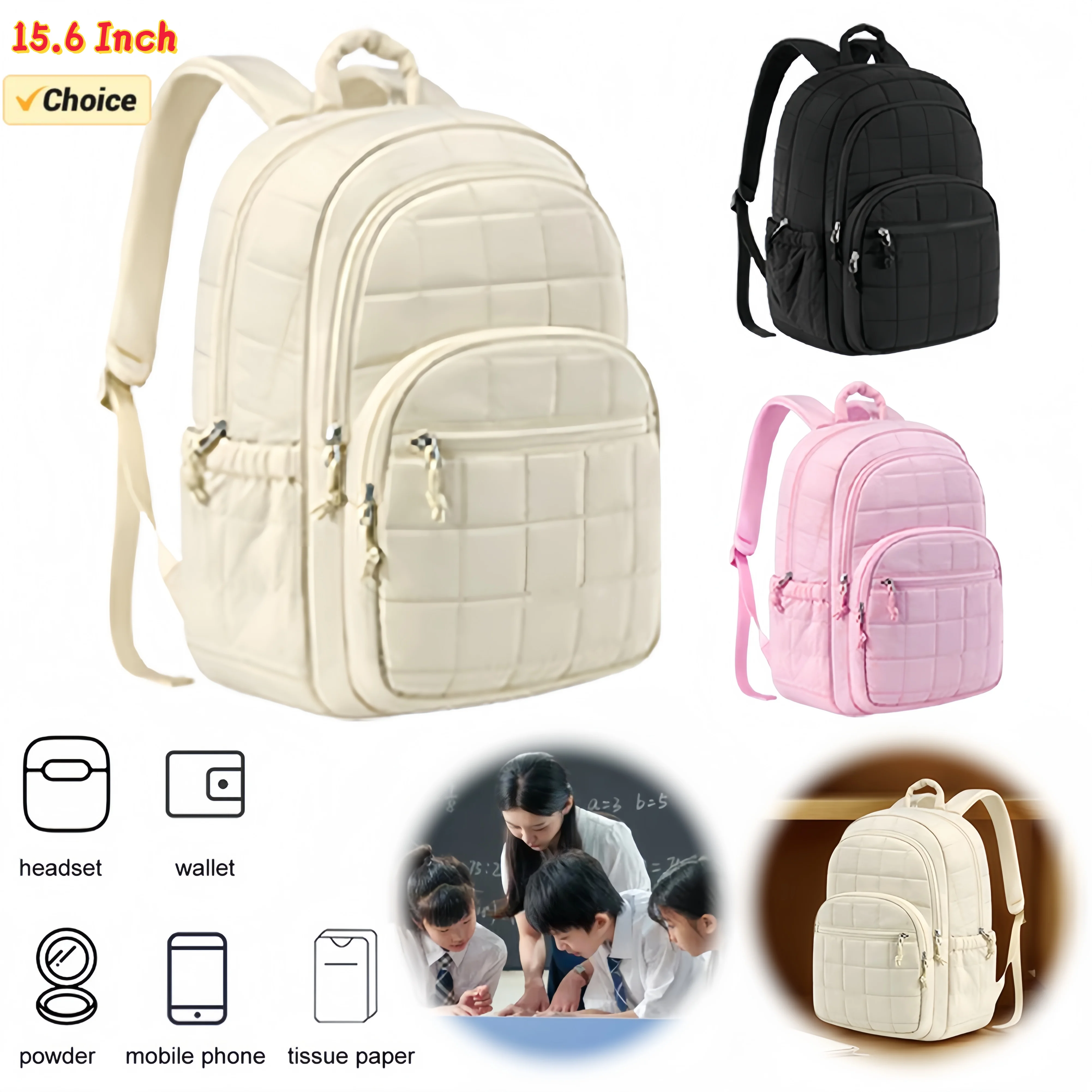Waterproof Polyester College Backpack for Women Girls