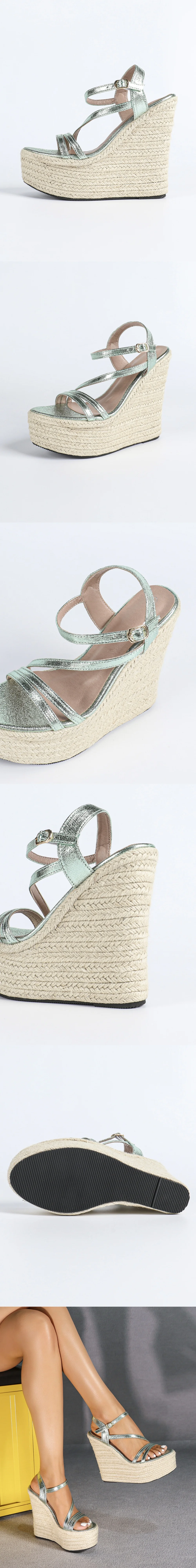 Espadrilles ékeltalpú szandál női platform magassarkú pántos_voghion.com