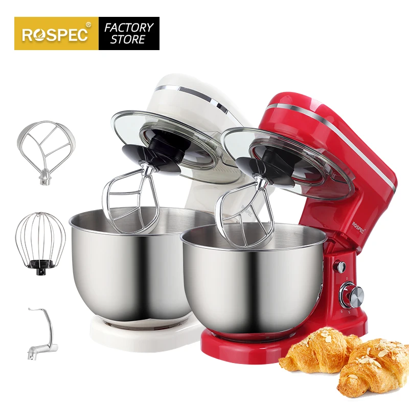 ROSPEC 1200W 5L Food Stand Mixer Stainless Steel Bowl Electric Kitchen 6 Speed Cream Egg Whisk Whip Dough Kneading |