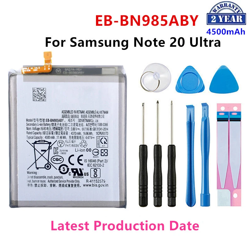 Brand New EB-BN985ABY 4500mAh Replacement Battery For Samsung Galaxy  Note 20 Ultra Note20 Ultra Phone Batteries+Tools original replacement phone battery eb bg988aby for samsung galaxy s20 ultra rechargable batteries 5000mah with free tools