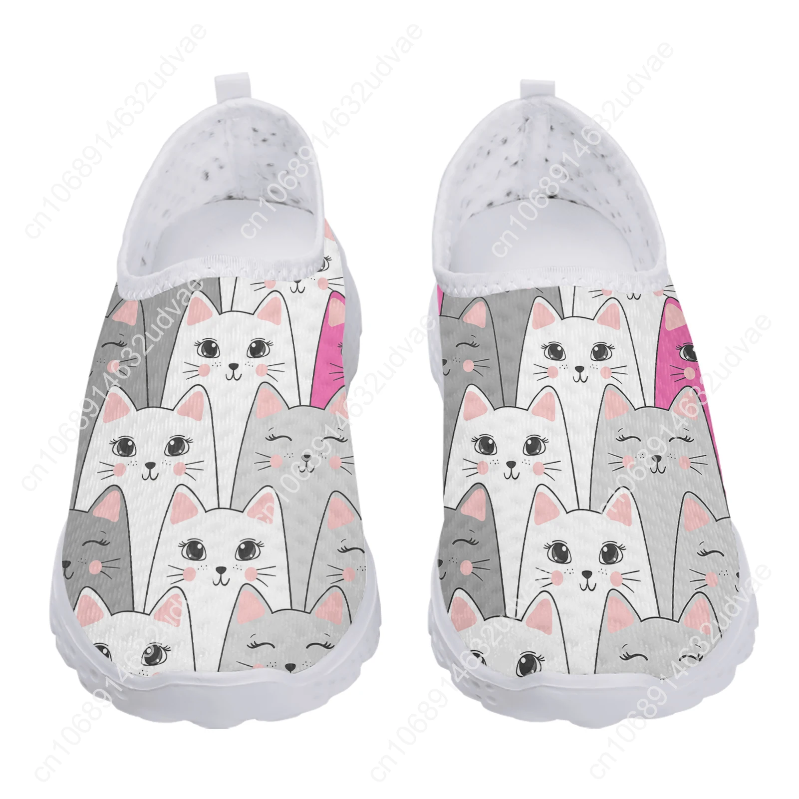 Brand Designs Mesh Shoes for Women Seamless kawaii Cartoon Cat 3D Printing Lightweight Sneaker Girl Zapatos De Mujer