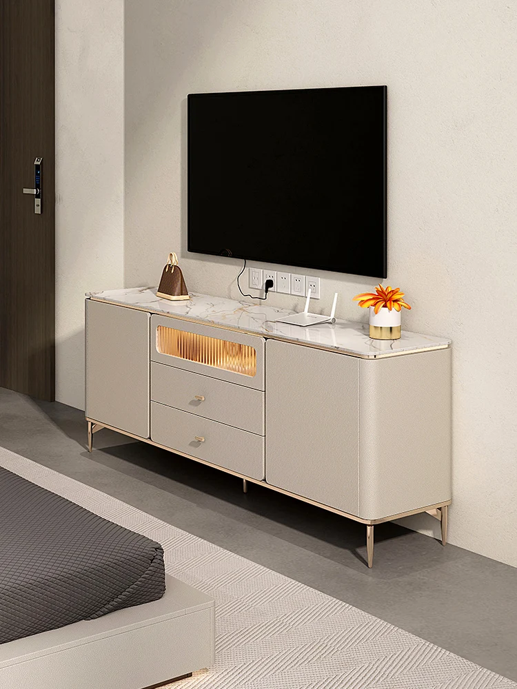 

Light Luxury Stone Plate TV Bench for Bedroom Floor Master Bedroom Tailstock Storage Locker Integrated
