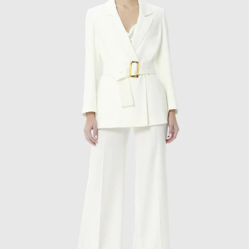 Belt Set Woman Two Pieces Casual Elegant Suits for Women 2 Pieces Temperament Girl Lapel Fashionable Social Occasion Blazer