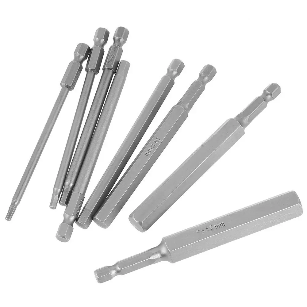 Pneumatic extended hexagonal socket bit H1.5-H8 50mm 65mm 100mm with magnetoelectric bit  Screwdriver head 6.35mm(1/4)
