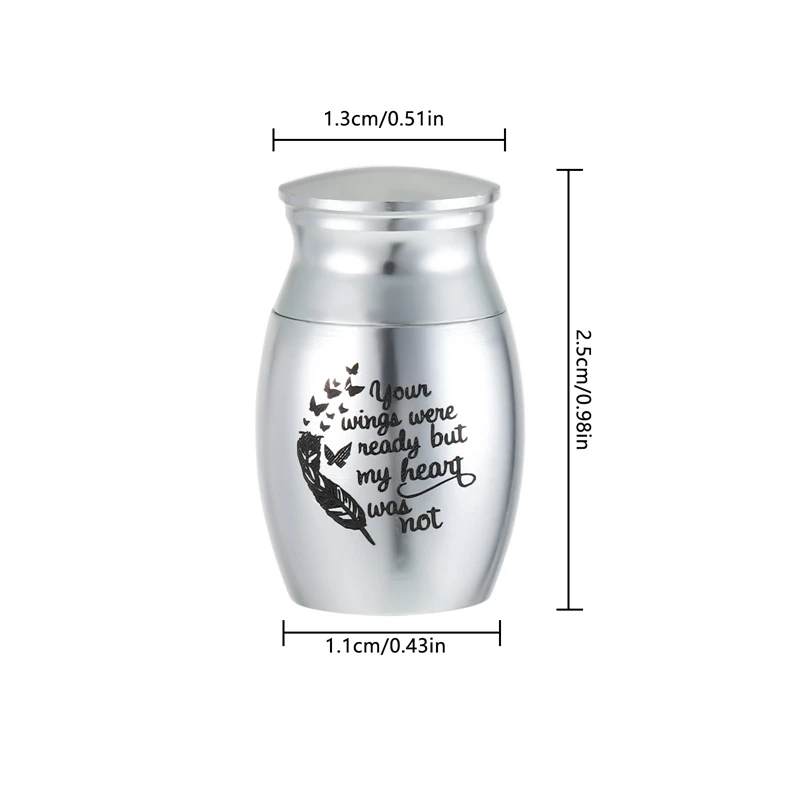 Mini Silver Pet Urn Dog Cat Birds Mouse Cremation Ashes Urn Keepsake Casket Storage Tank Feather Butterfly Pets Memorials