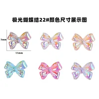 100PCS Aurora Bow Nail Art Accessory Illusionary AB Color Resin Ribbon Immortal French Ballet Princess Acrylic Decoration Charm 2