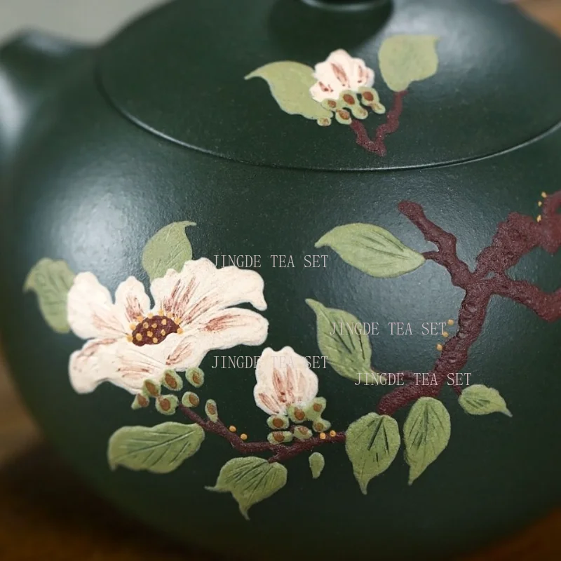 180ml Yixing purple clay teapot handmade raw ore green clay Xishi teapot household kung fu tea set