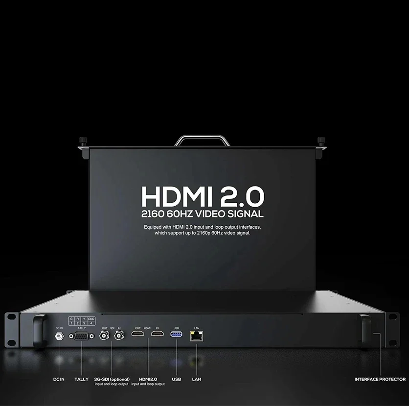 LILLIPUT RM-1731/1731S 17.31RU Rackmount Monitor Pull-out for Broadcast and Live Streaming with Remote Control HDMI-2.0 3G-SDI