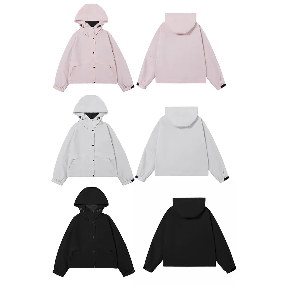 Netmap Pink Women's Small Size Spring and Autumn Waterproof Windproof Drawstring Hoodie Stormtrooper Coat Thin_voghion.com