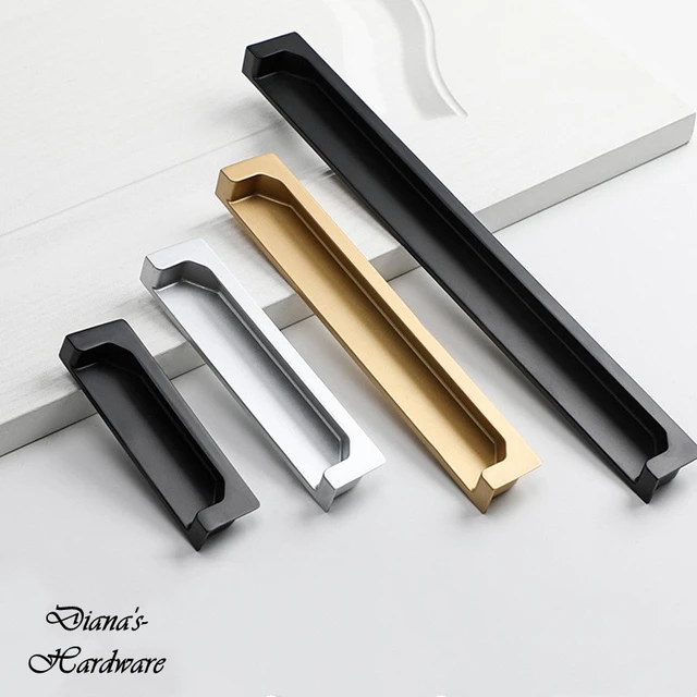 Moderne Lotting Schiebetür Griff Gold Schwarz Grau Silber Versteckte Griff  Verborgen Taste Closet Schublade Griffe Möbel - AliExpress