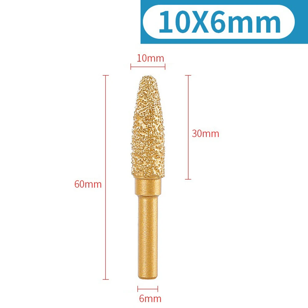 

1pc 6mm Shank Vacuum Brazed Diamond Burr Head Grinding Rotary File For Stone Steel Burrs Engraving Drill Bits Carving Tools