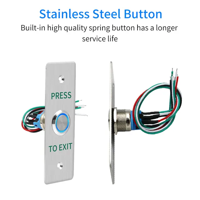 Waterproof Door Push Exit Button Gate Release Switch Opener COM NC NO LED Backlight For Door Access Control System Entry Outdoor 4