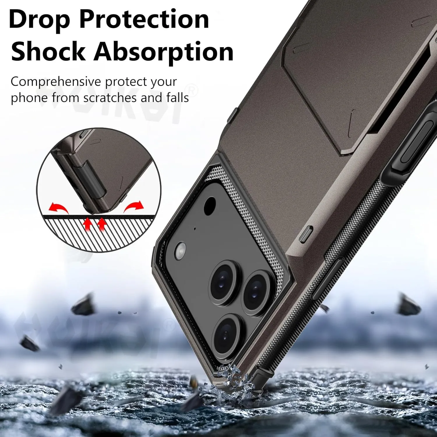 Premium Card Holder Wallet Case with Hidden Flip Slot and Protective Hard Back Cover