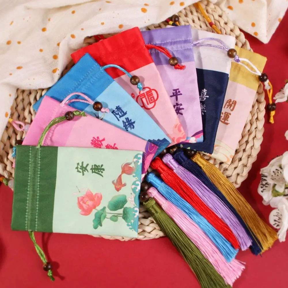 

Цветочная сумка на шнурке с кисточкой, сумка для упаковки бижутерии с бусинами и птицами, мини-кошелек для монет, сумка-мешок, саше в китайском стиле