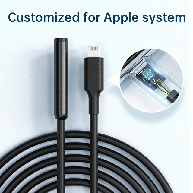 2MP Endoscope Camera IP67 Waterproof 8 MM Hard Wire Pipeline Inspection Borescope With 8 Adjustable LED For IOS Iphone Android 2