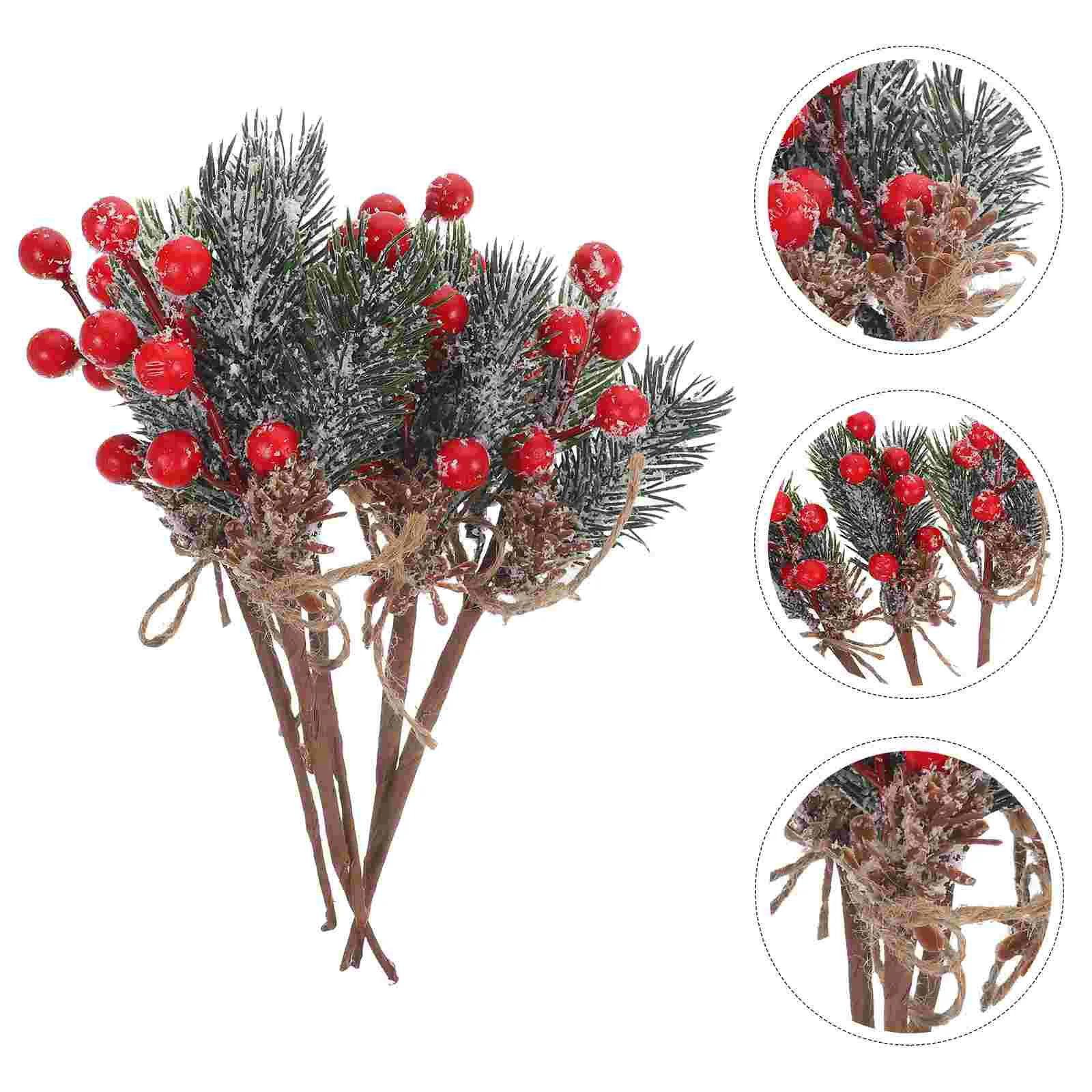 

Fake Snow Frost Pine Branch Cone Berry Holly DIY Xmas Tree party Ornament Home Christmas Decoration Supplies Gift Supplies