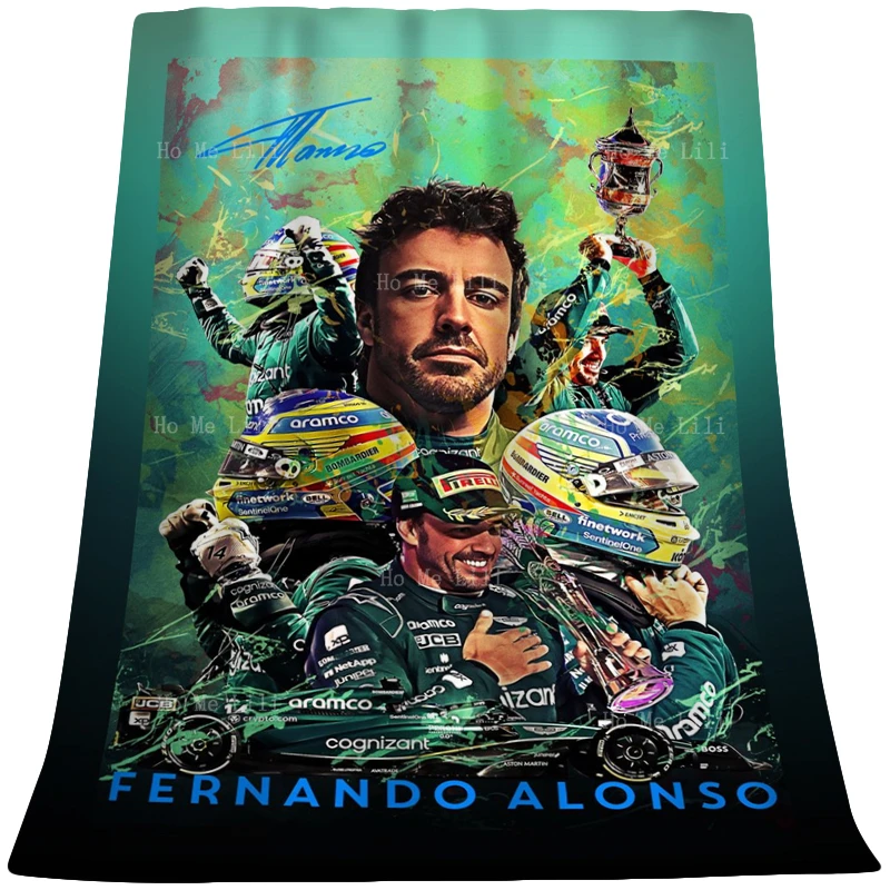 

Racing Driver Fernando Alonso'S Moment Of Revelry Flannel Suitable For All Seasons Blanket