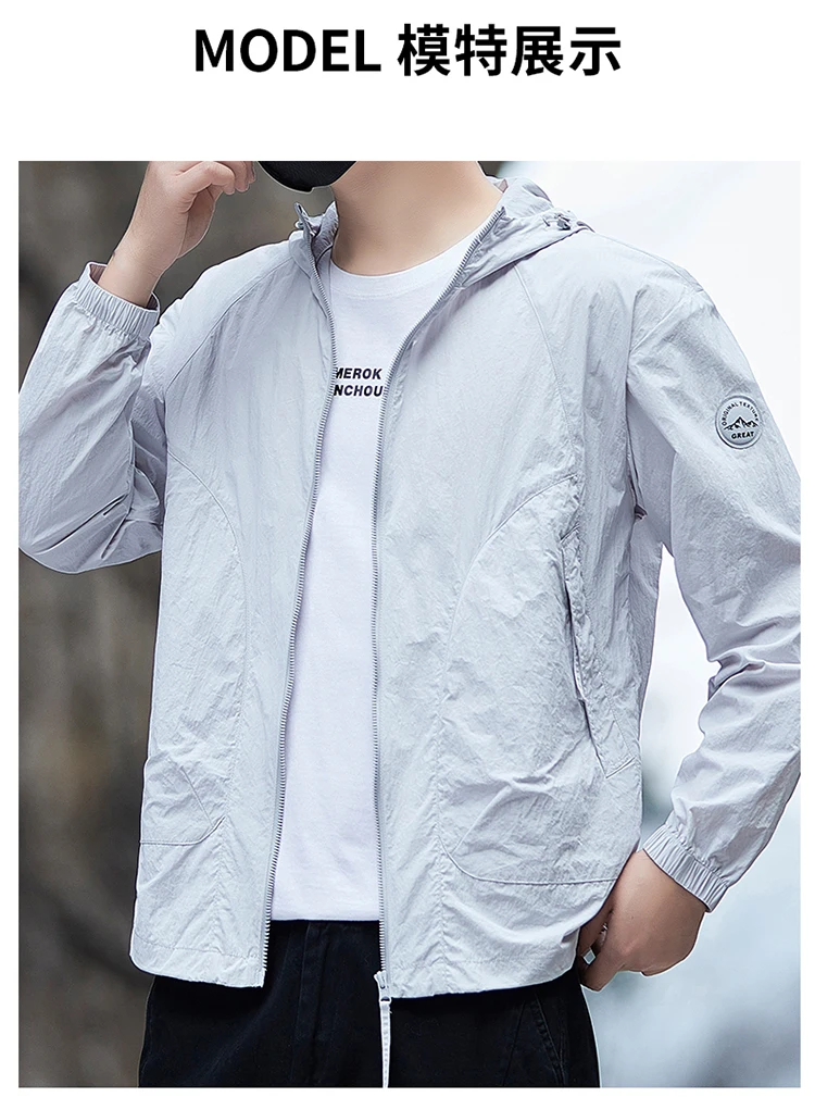 Men's Waterproof Hooded Jacket with Zipper Closure & Pockets Casual Outerwear S5a1d1d156bca4498b8ebe8bc557176a7h