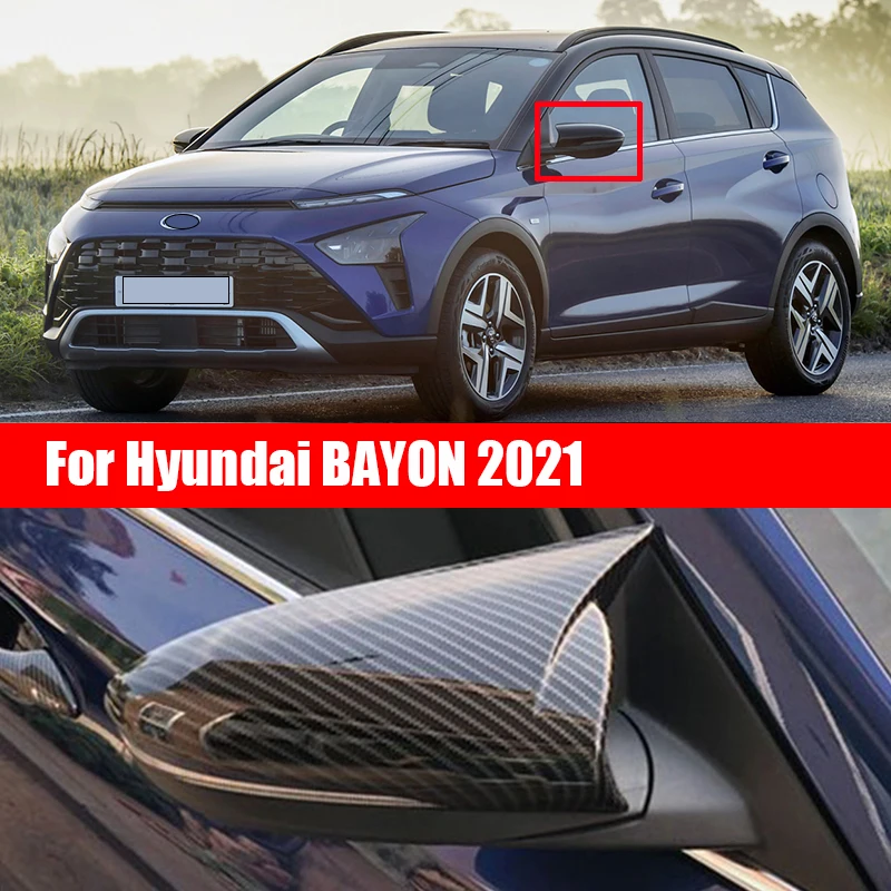 

For Hyundai BAYON 2021 body side door rearview mirror cover ABS covered with carbon fiber pattern to modify Devil's Corner