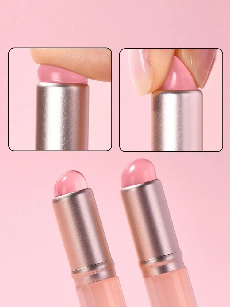 Jelly Pink Silicone Nail Art Brush for Mirror Powder and Manicure Applications