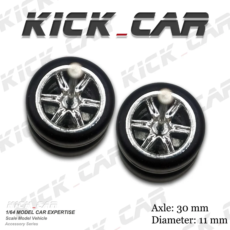 킥카 1/64 휠 고무 타이어 스포크 디테일업 개조 키트, 1:64 핫휠 모델 자동차 장난감 휠 키트, 가방당 4 개