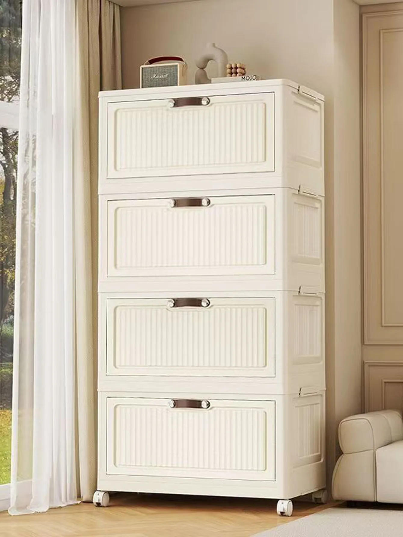 Storage Cabinet Foldableing Storage Box Home Living Room Toy Cabinet Storage Rack Snack Cabinet Organizer Box Kitchen Storage Cabinet Folding Storage Cabinet Organizer - 4