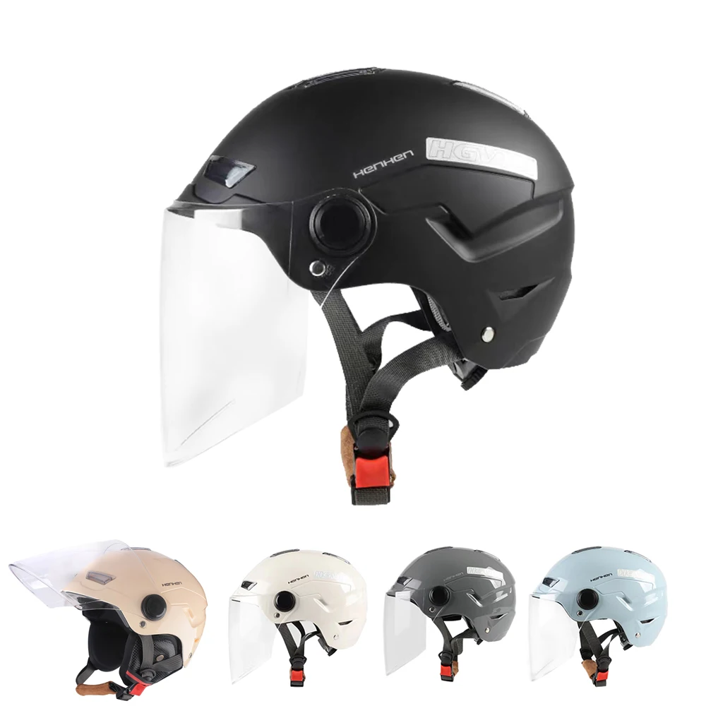 

Clear Lens Riding Helmet Adjustable Durable Plastic with Reflective Sticker Four Seasons Motorcycle half Helmets