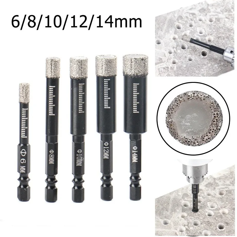 6/8/10/12/14mm Diamond Dry Drill-Bits Hole Saw Cutter For Marble Ceramic Tile High-Quality-Black-Tool  Accessories