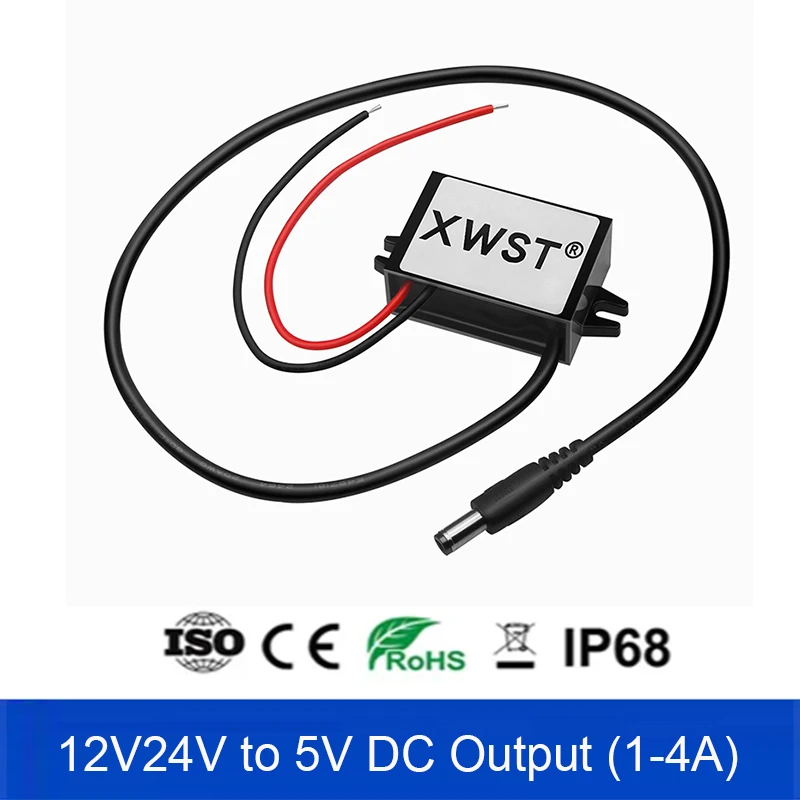 

DC DC Converter 12V24V to 5V Jack DC 5.5*2.1mm Step Down Voltage Regulator 12V to 5V Buck Module For Car Waterproof CE RoHS