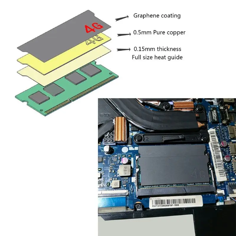 Pure Copper Graphene Coating Laptop Memory Heatsink Cooling Vest ram- Radiator Cooler Kit 0.5mm 0.15mm Thickness ram heatsink
