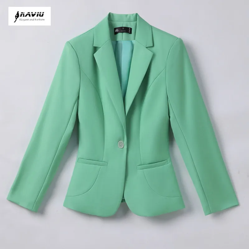 

NAVIU Green Suit Fall Jacket For Women Solid Slim Business Blazer Ladies White Coats Korean Office Yellow Blazer Casual Jacket