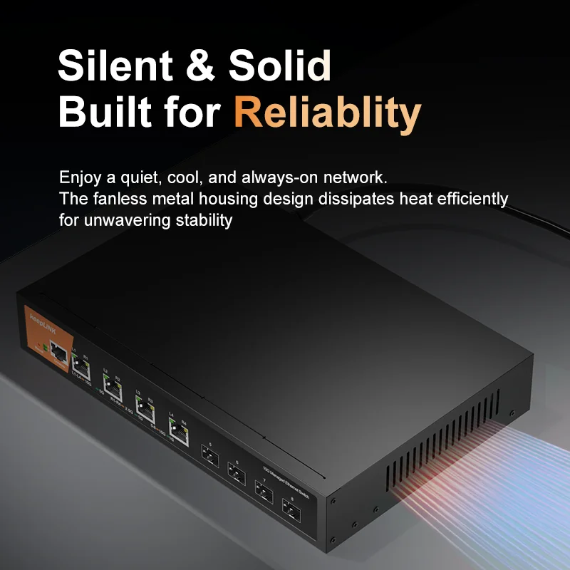 KeepLiNK 8포트 10Gbps 레이어 3 관리형 스위치 (4개의 10G Base-T RJ45 포트 및 4개의 SFP+ 포트 포함) 가정 연구실 사무실 NAS 워크스테이션용